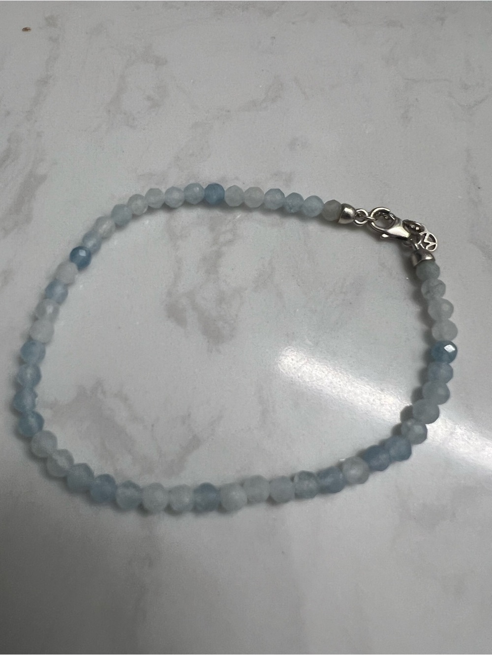 Aquamarine Bead Bracelet in Sterling Silver - Picture 2 of 5